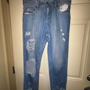 Carmar Blue Straight Leg Jeans with Distressed Details